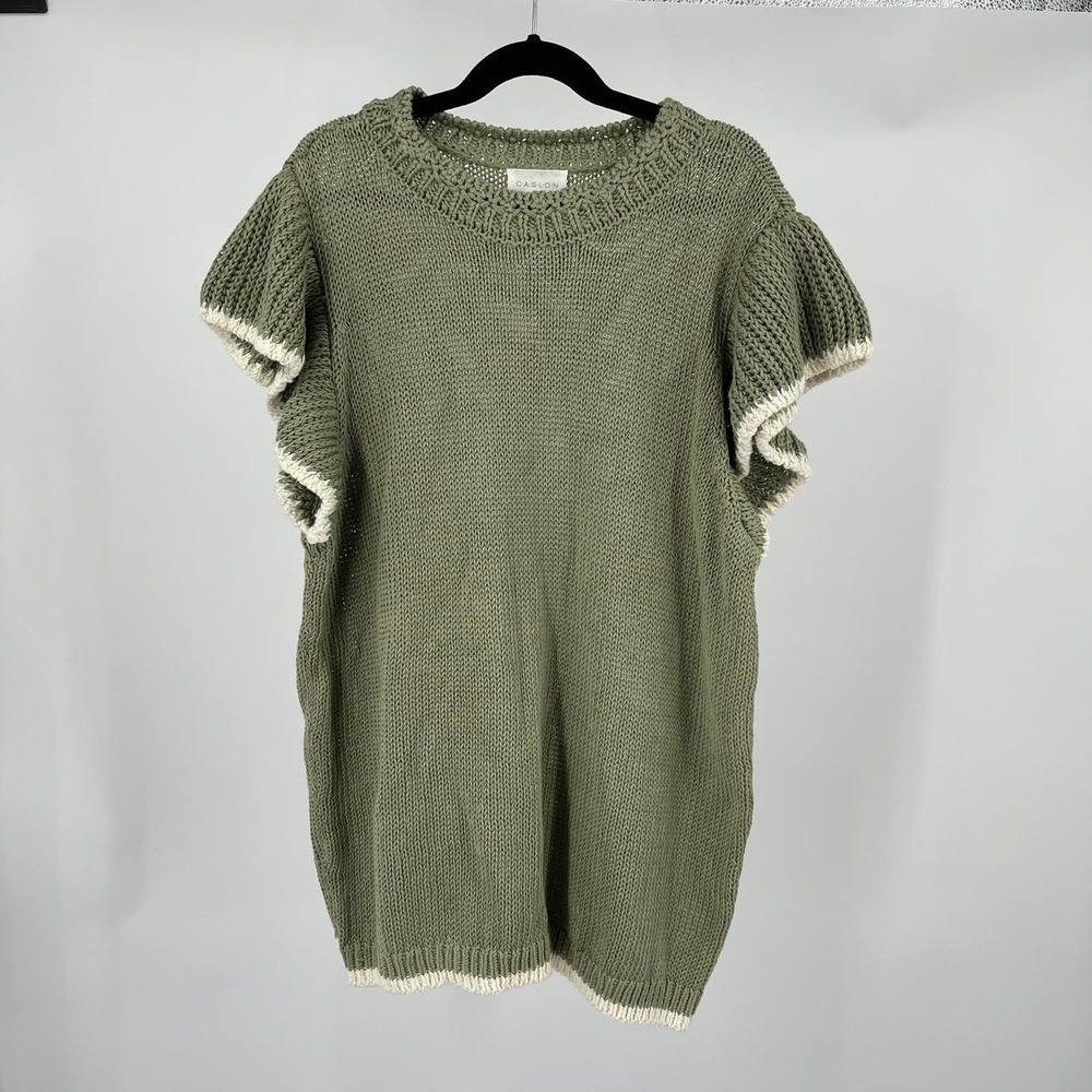 Caslon Women's Knit Sweater Top M Linen Blend Cottagecore Boho Indie Earthy